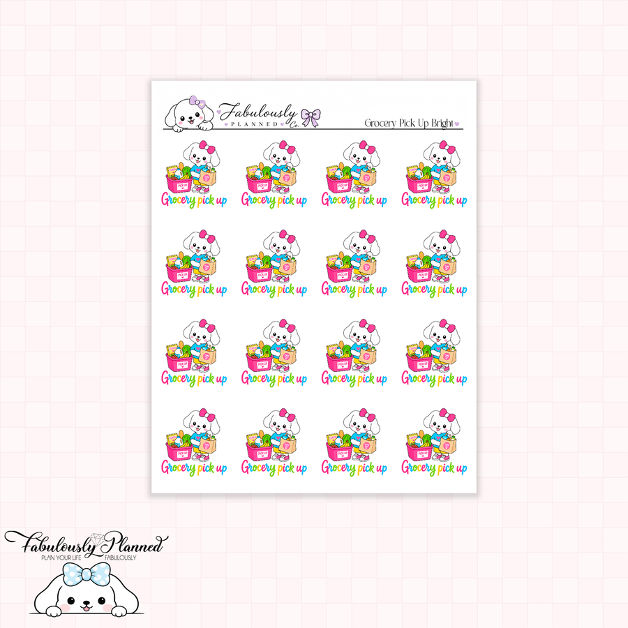 Grocery Pick Up Winnie Planner Stickers (bright)