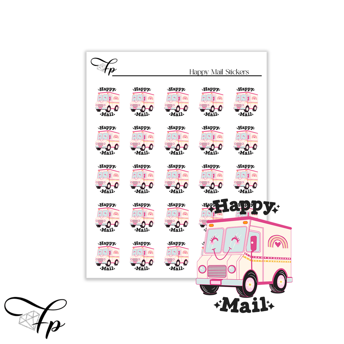 Happy Mail Truck Stickers
