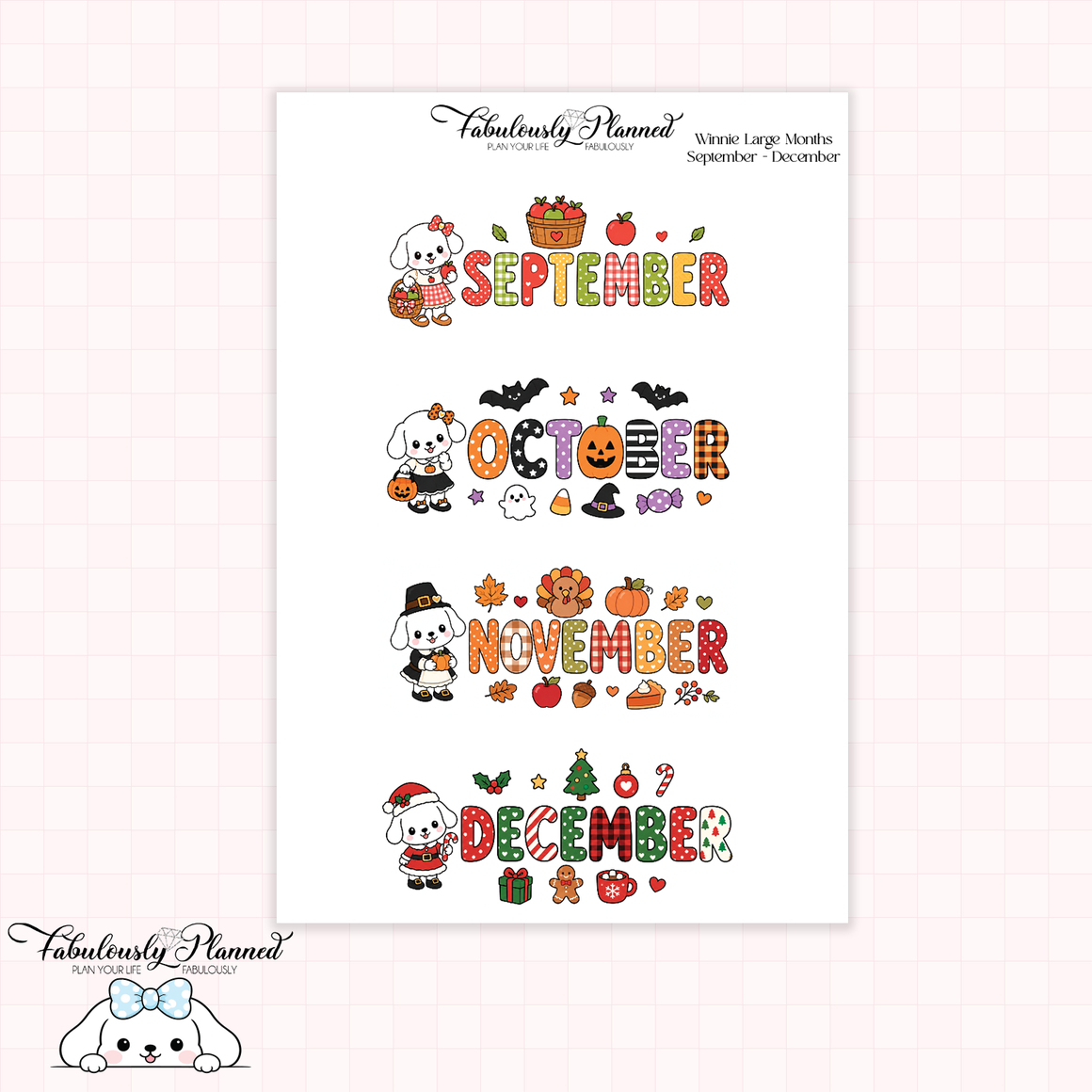 Winnie Large Month Stickers | September - December