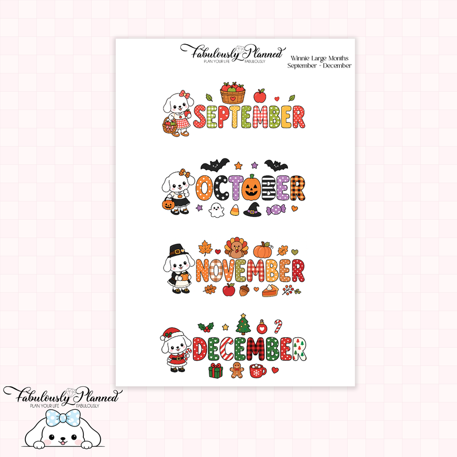 Winnie Large Month Stickers | September - December