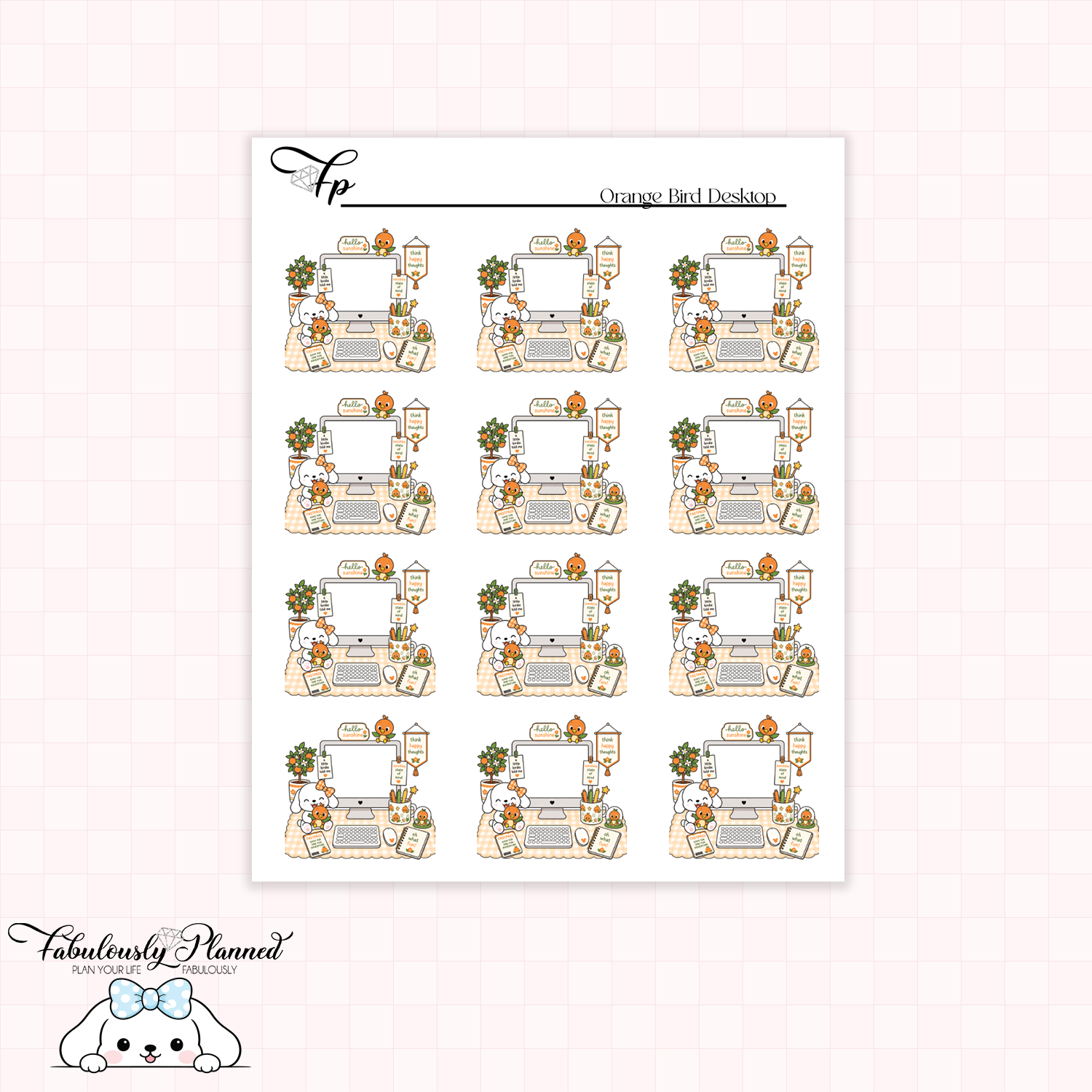 Orange Bird Desktop Stickers