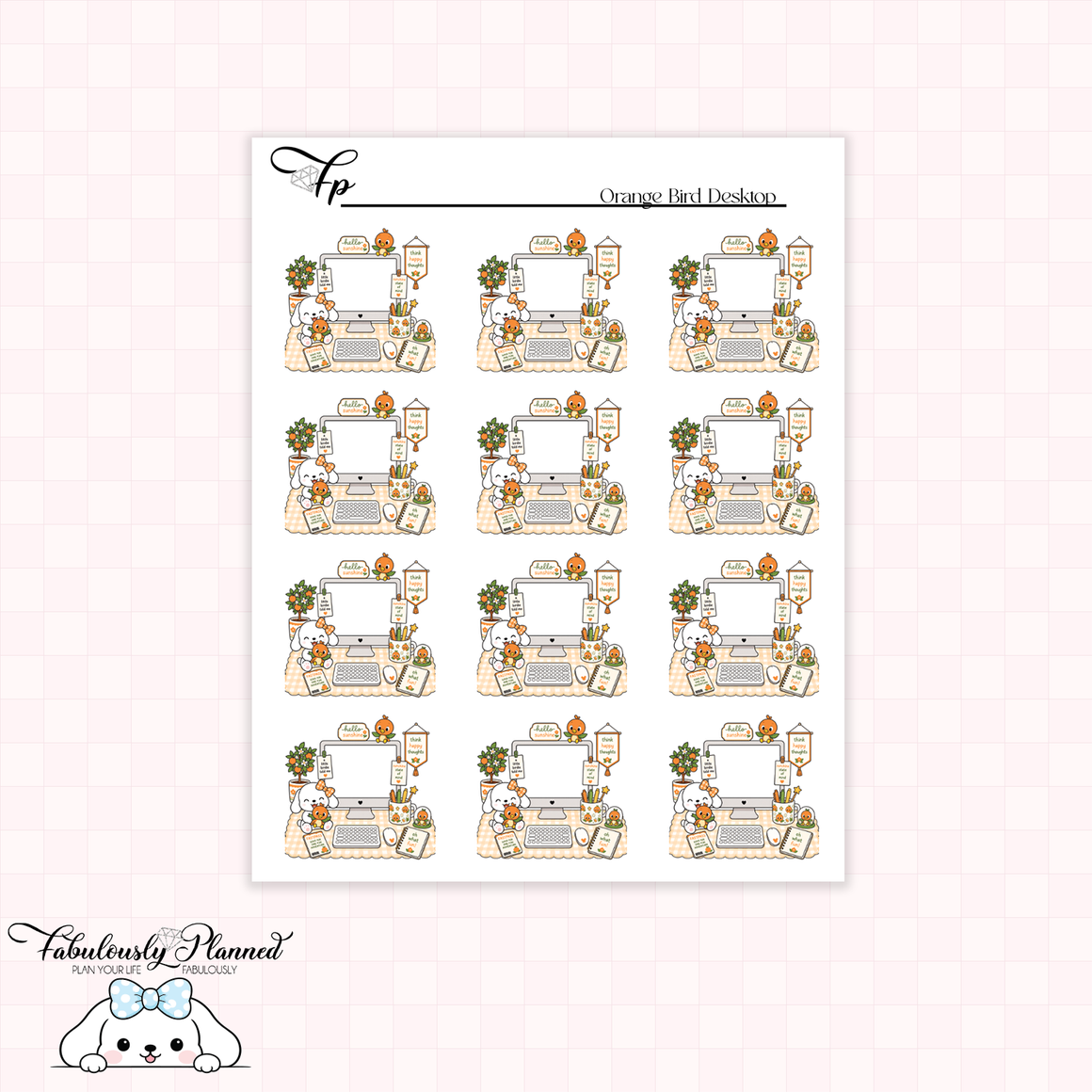 Orange Bird Desktop Stickers