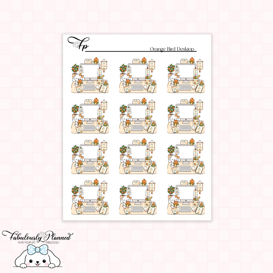 Orange Bird Desktop Stickers