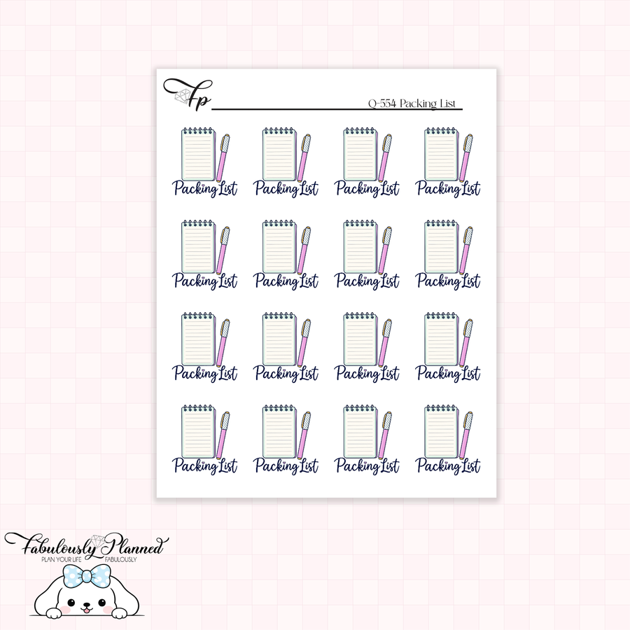 Packing List Planner Stickers
