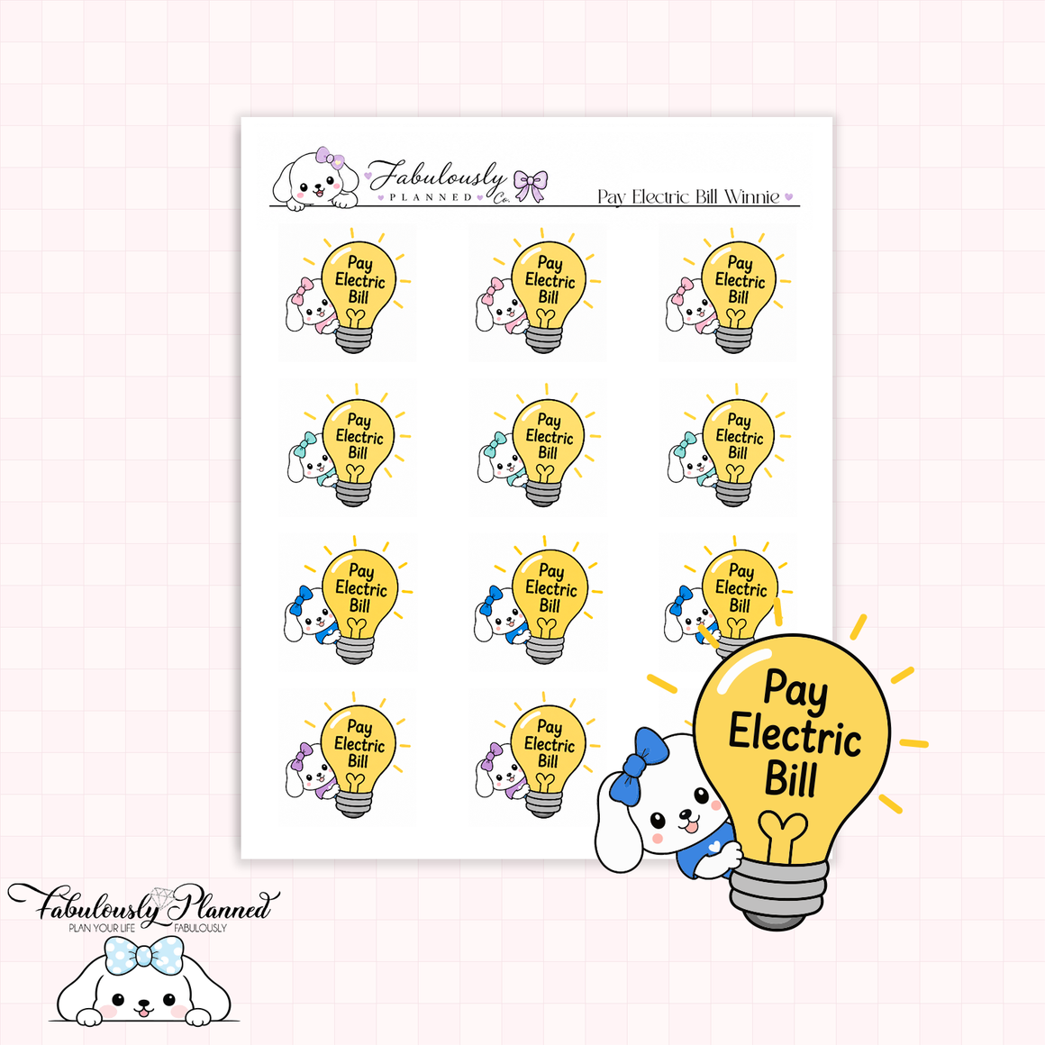 Electric Bill Due Winnie Stickers