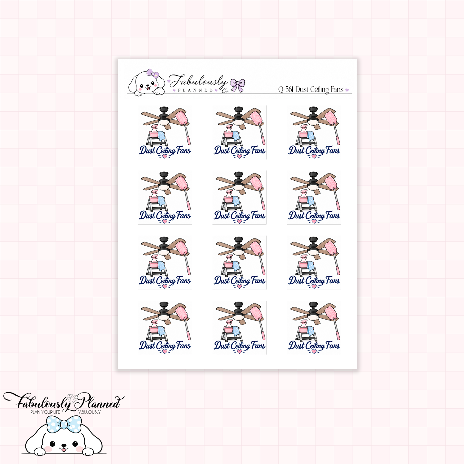 Dust Ceiling Fan Planner Stickers