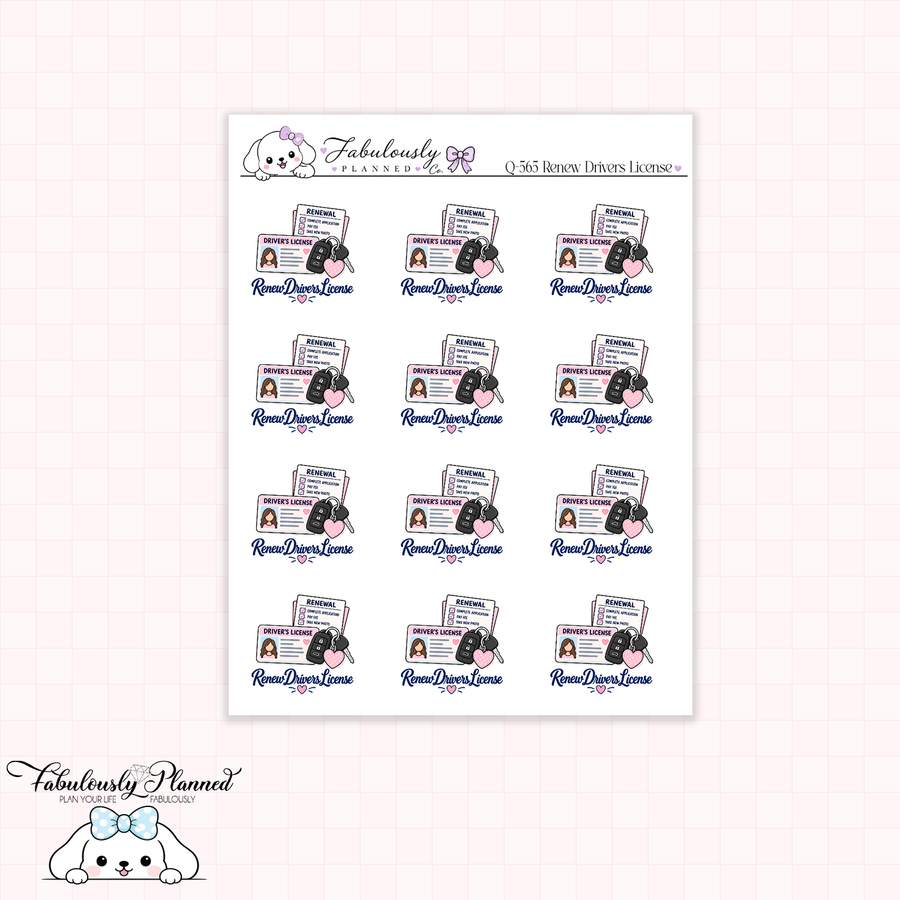 Renew Drivers License Planner Stickers