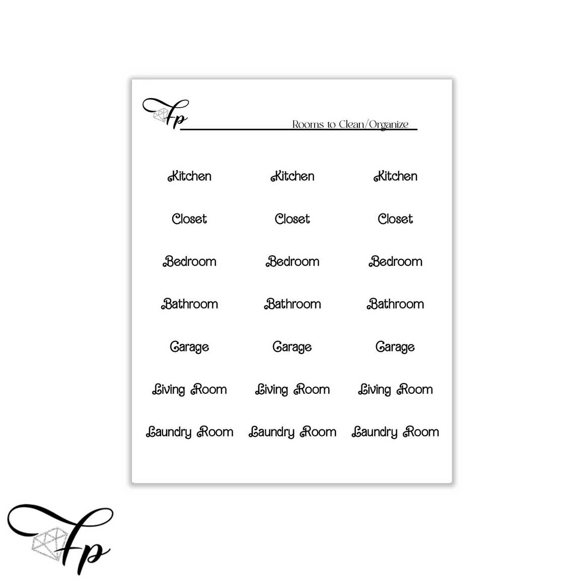 Rooms to Clean/Organize