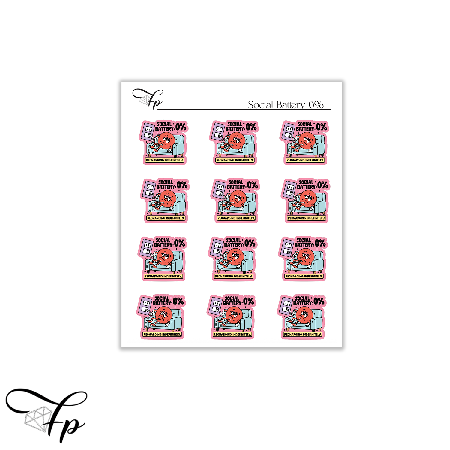 Social Battery 0% Stickers