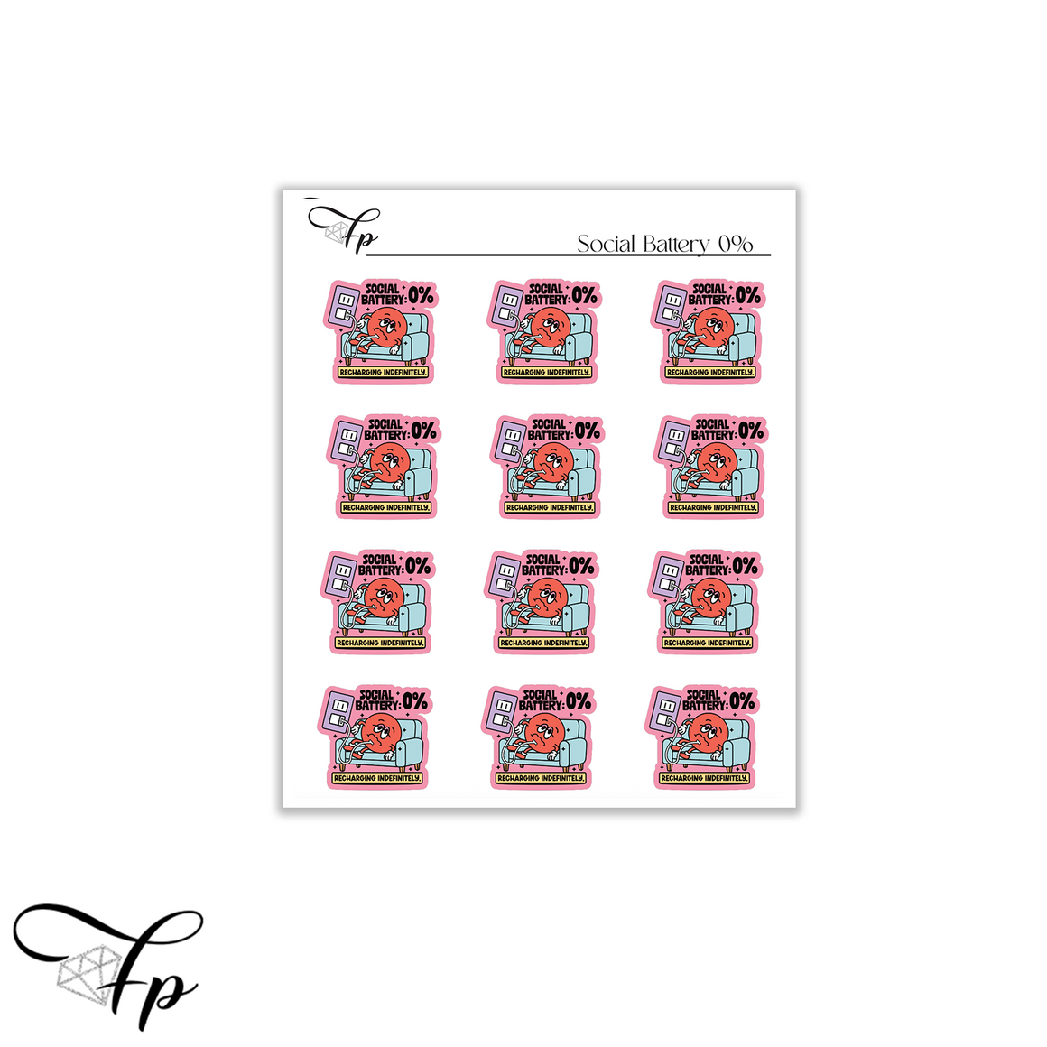 Social Battery 0% Stickers