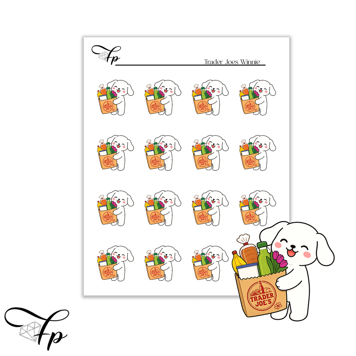 Trader Joe's Winnie Planner Sticker Sheet | Functional Stickers | Grocery Lover Gift