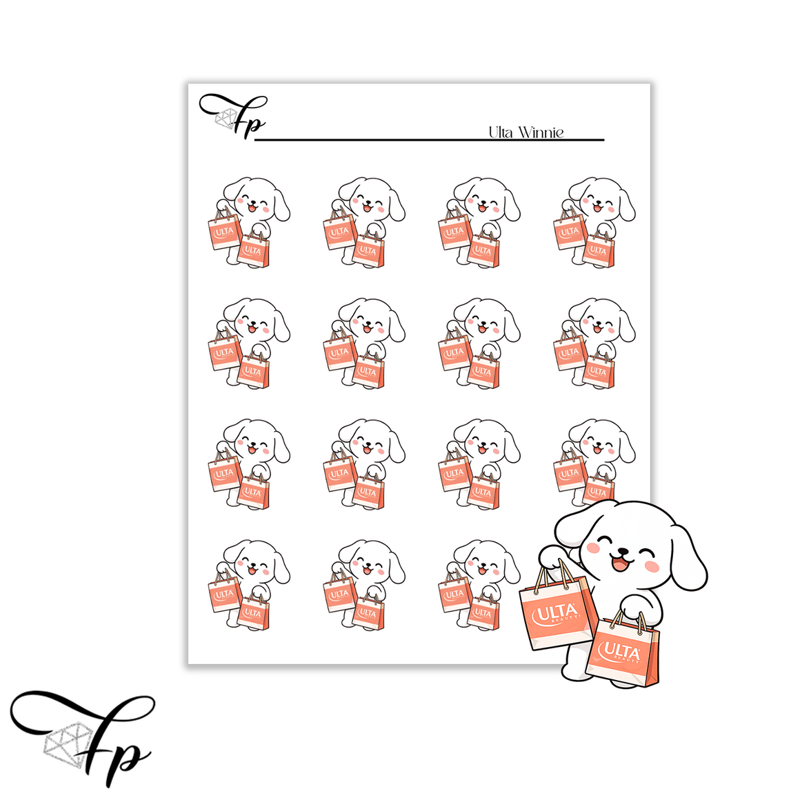 Ulta Winnie Planner Sticker Sheet | Functional Stickers | Beauty Lover Gift
