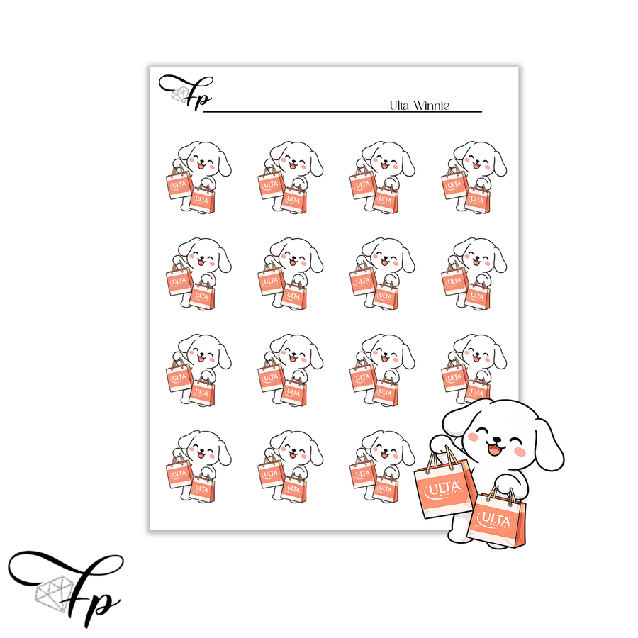 Ulta Winnie Planner Sticker Sheet | Functional Stickers | Beauty Lover Gift
