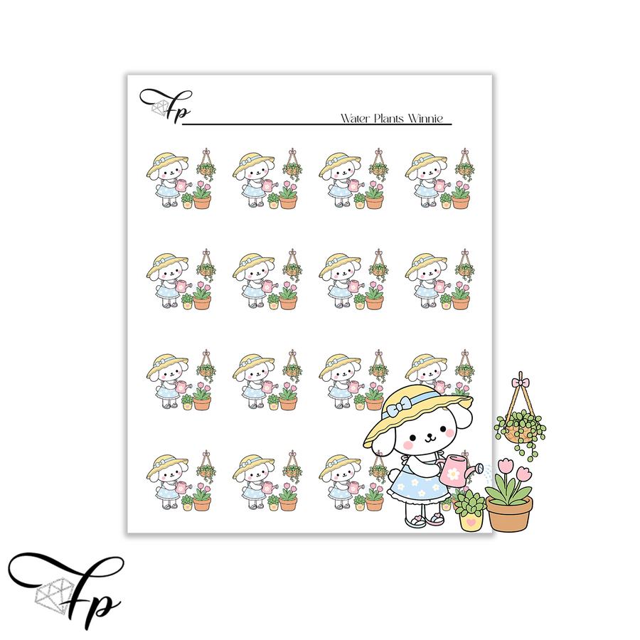 Water Plants Winnie Planner Sticker Sheet | Functional Stickers | Plant Mom Gift