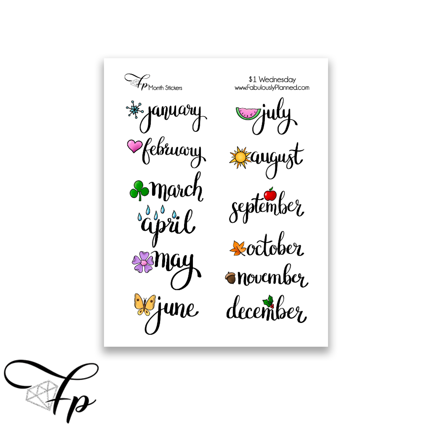 Month Code Sticker Month Stickers - Fabulously Planned