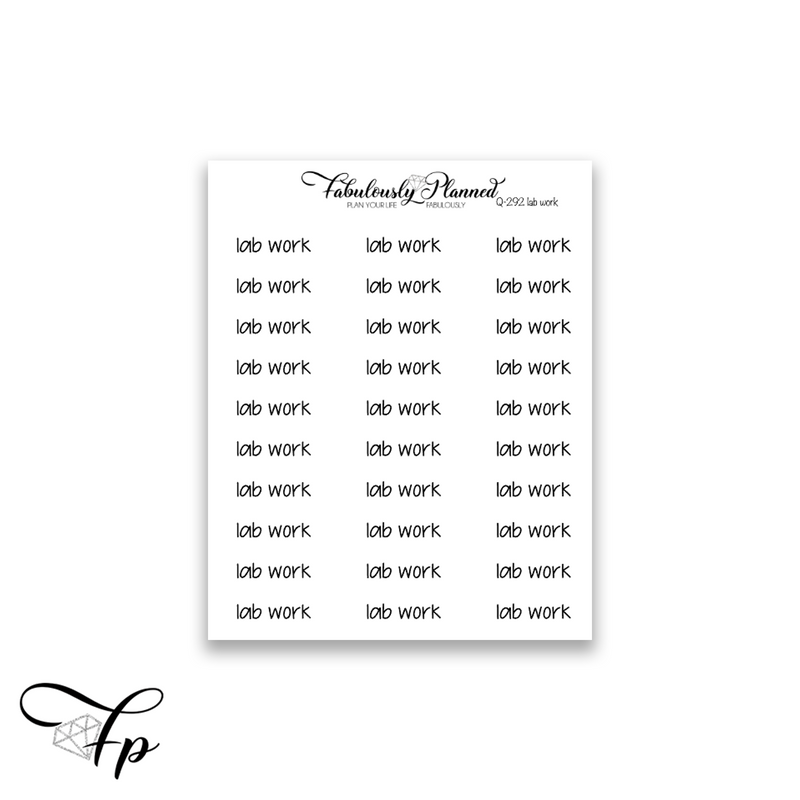 Lab Work Script - Fabulously Planned